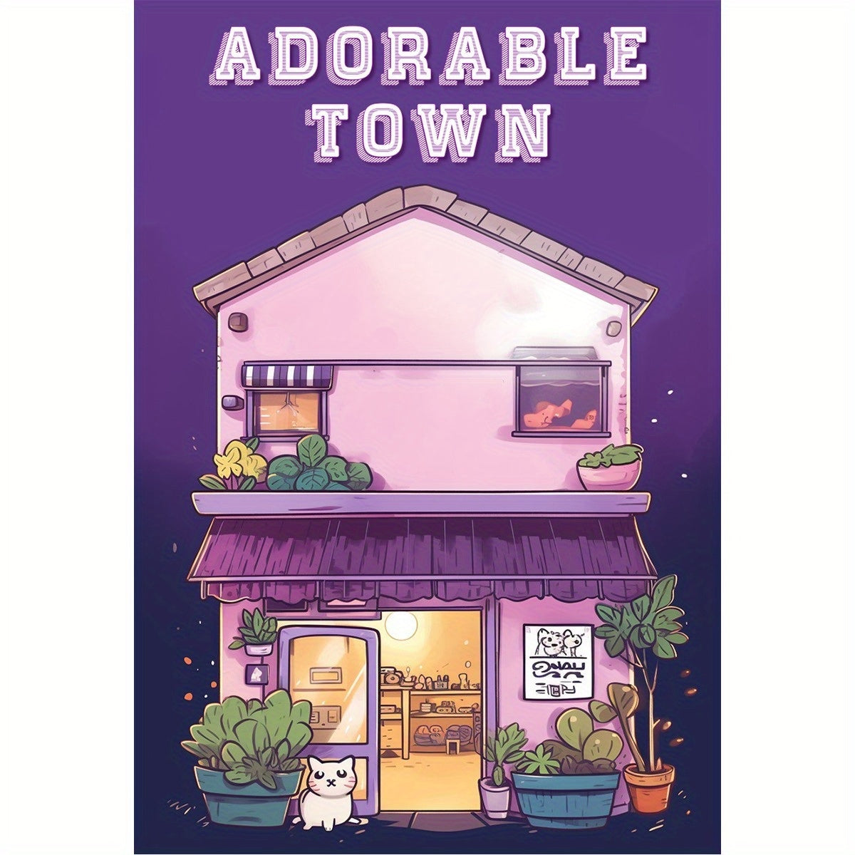 Charming Town Coloring Book 22 Pages Stress Relief Art Adults Teens