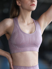 2pcs Seamless Workout Set: Sports Bra & High Waist Shorts