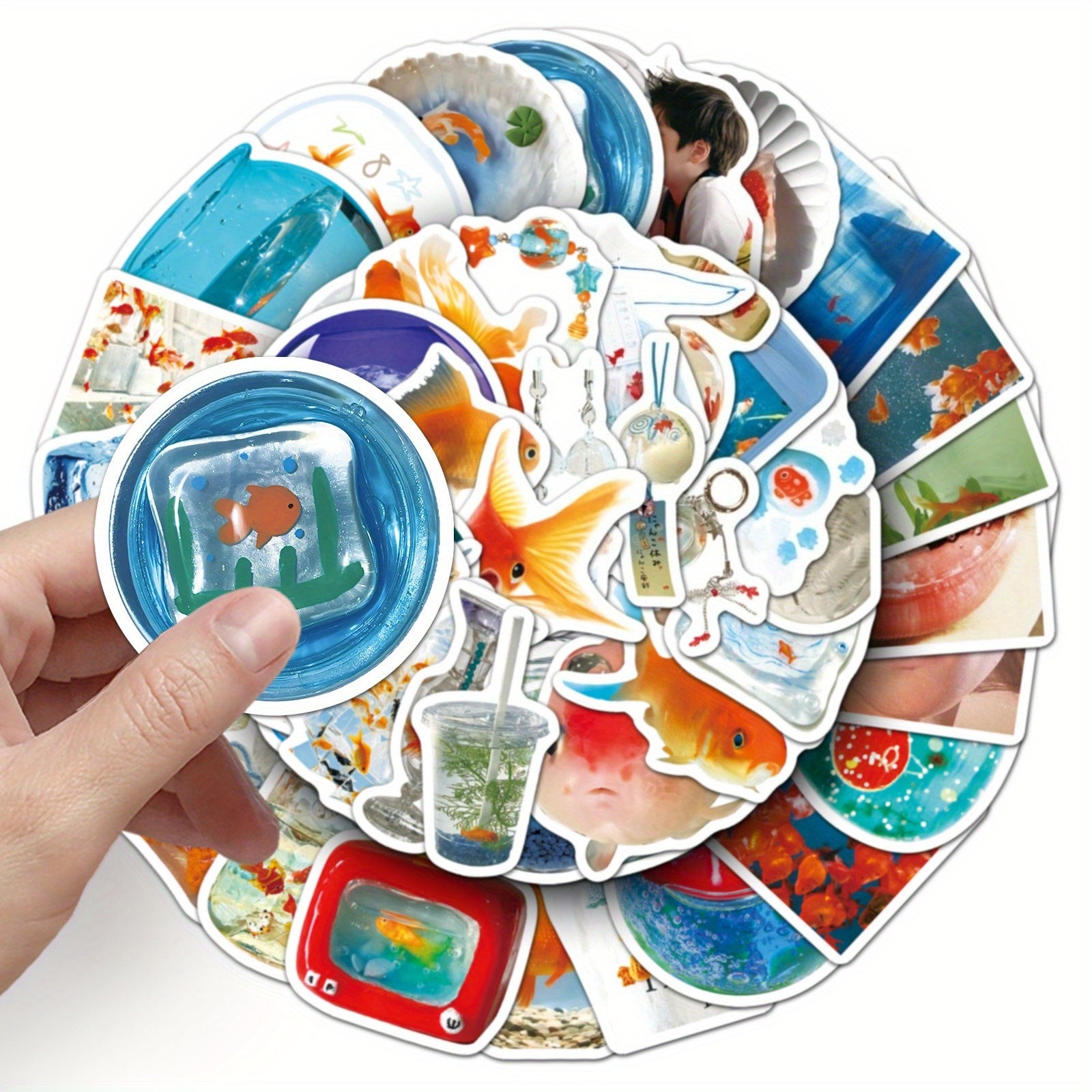 50pcs Goldfish Ins Wind Fun Cartoon Stickers Self Adhesive Vinyl Decals