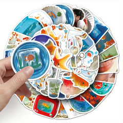 50pcs Goldfish Ins Wind Fun Cartoon Stickers Self Adhesive Vinyl Decals