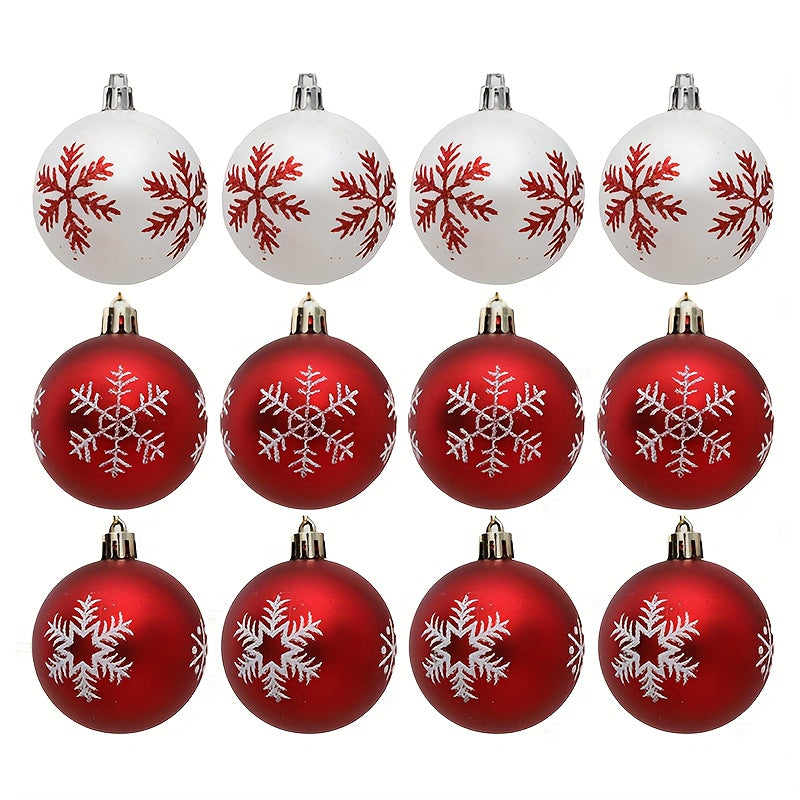 12pcs Christmas Snowflake Mini Balls Shatter Resistant Home Tree Decor