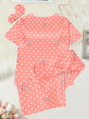 Casual Pajama Set Women's Plus Star & Ring Print Tee & Pants