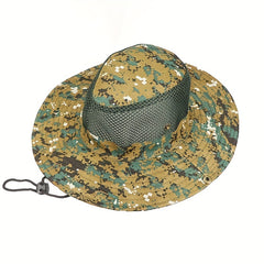 Summer Casual Camouflage Hollow Belt Rope Sunscreen Large Eaves Sun Hat