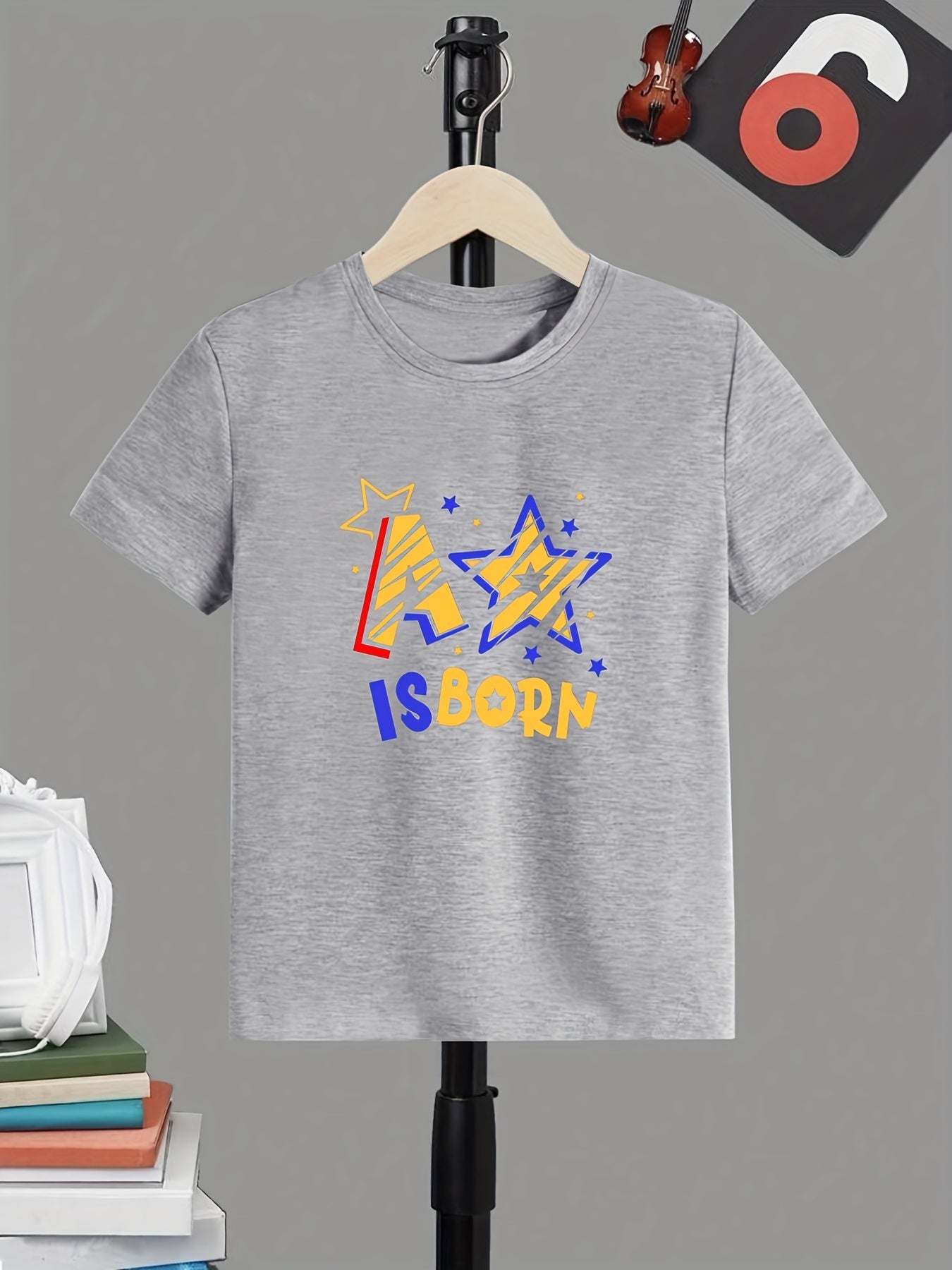 A Star Is Born Boy's Letter Print T shirt Active Short Sleeve Tee