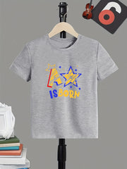 A Star Is Born Boy's Letter Print T shirt Active Short Sleeve Tee