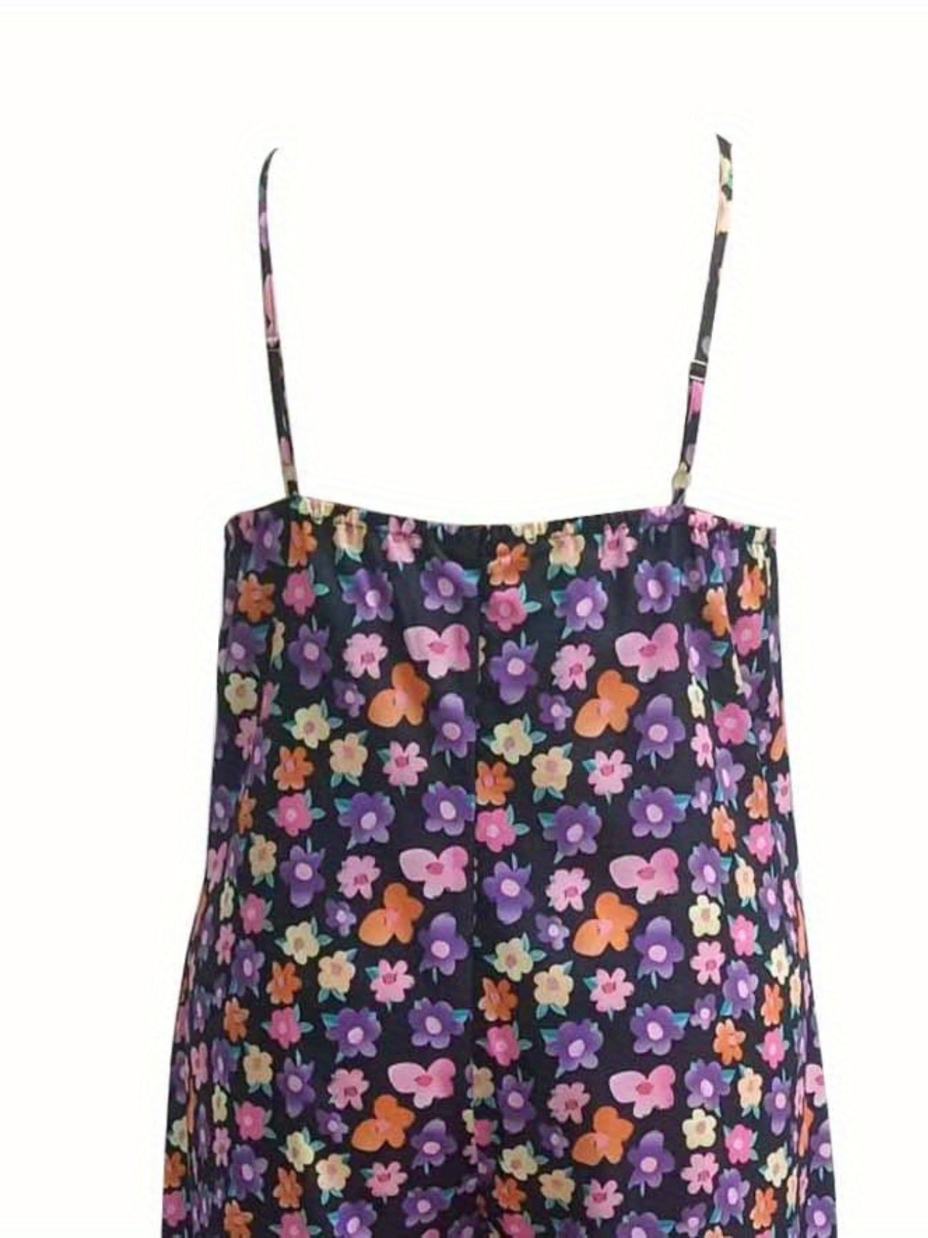 Floral Print V Neck Cami Jumpsuit With Pockets