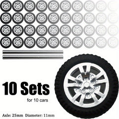 Kickcar 1/64 ABS Wheels & Rubber Tires 10 Sets