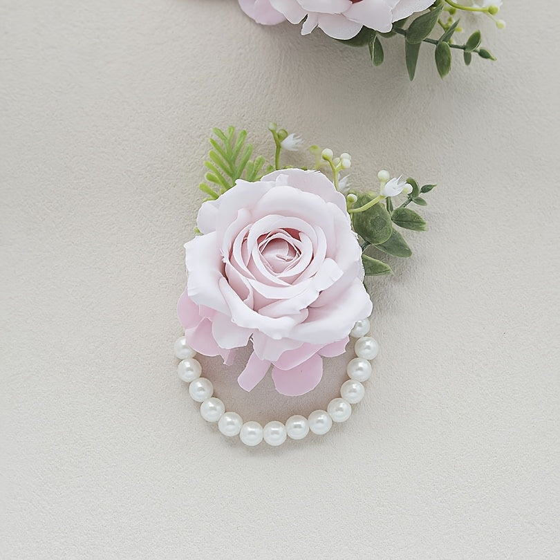 Artificial Rose Wrist Flowers and Men's Chest Flowers for Weddings