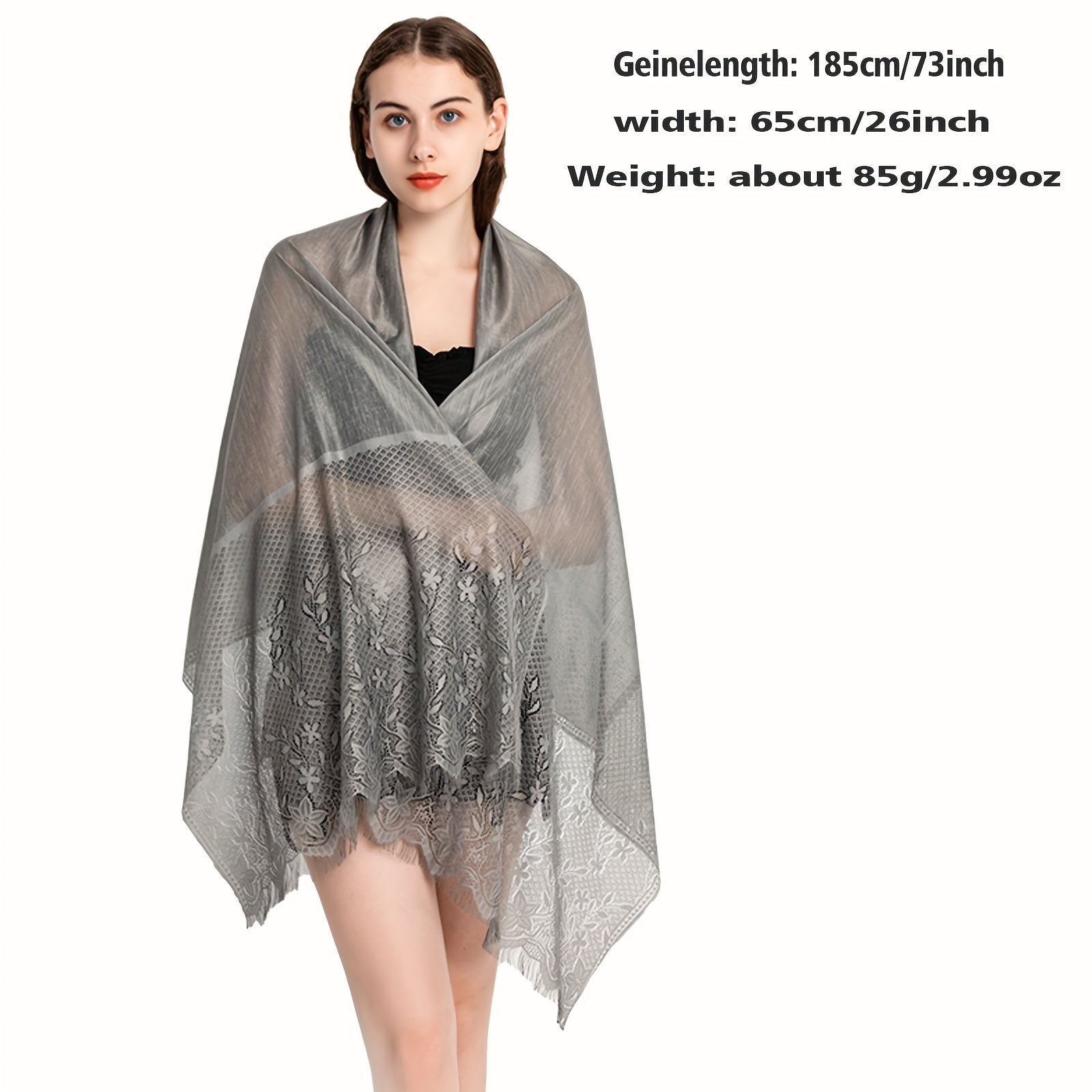 Flower Embroidery Tassel Shawl Wrap Long Cape Decorative Travel Beach Towel