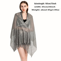 Flower Embroidery Tassel Shawl Wrap Long Cape Decorative Travel Beach Towel