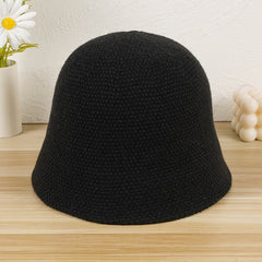 Solid Knitted Bucket Hat for Women and Men