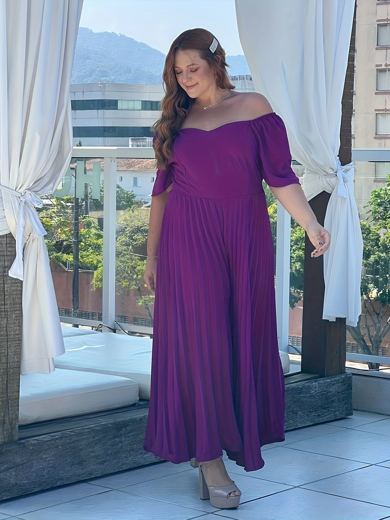 Off Shoulder Wide Leg Jumpsuit