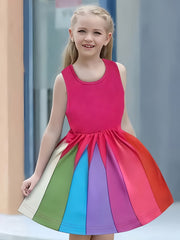 Colorblock Sleeveless Dress for Girls Summer Gift