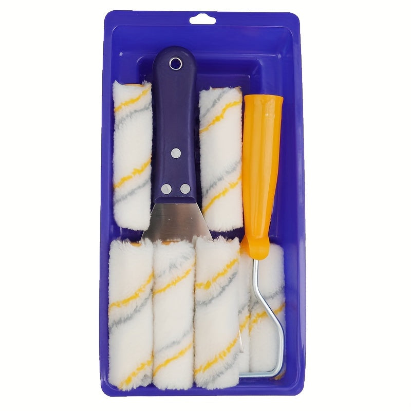10pcs Mini Paint Roller Tool Box Set, Small Roller Frame Polyester