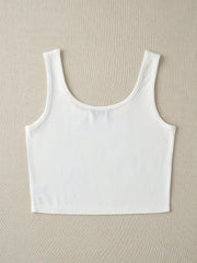 Women's Ribbed Racerback Cropped Sports Tank Top Sleeveless