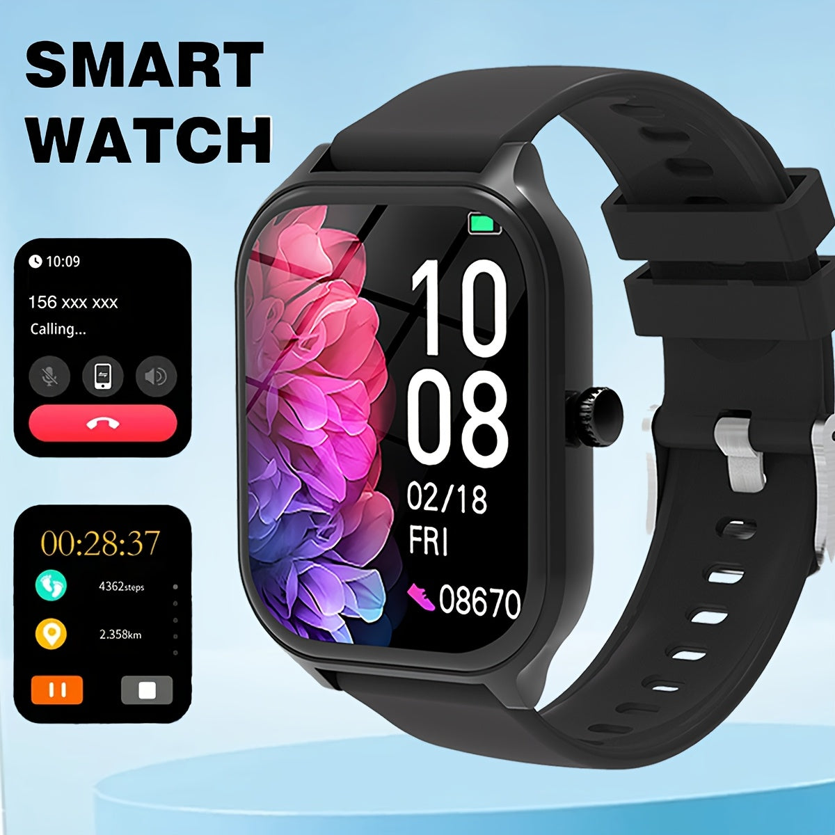 Smartwatch Activity Tracker with Call and Message Function Pedometer