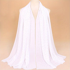 Rhinestone Chiffon Scarf Classic Hijab Solid Thin Shawl Women Headsca