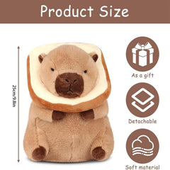 9" Capybara Plush Toy with Toast Soft Realistic Stuffed Animal - Red
