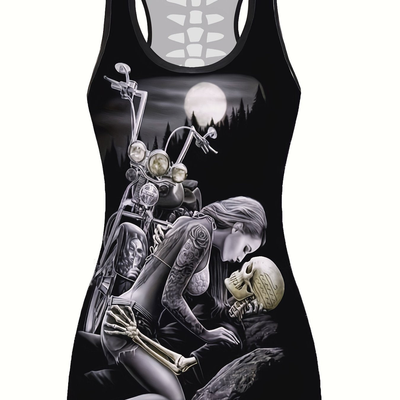 Goth Style Skeleton Print Tank Top