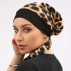 Leopard Print Turban Head Scarf Beanie Cap Chemo Hat