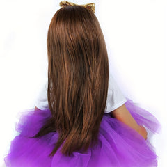 22" Realistic Silicone Vinyl Reborn Girl Doll in Purple Chiffon Dress