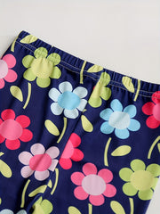 3pcs Girls Pattern Print Leggings Set for Summer Kids Children