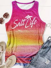 Sunset Letter Print Tank Top Sleeveless Summer Tank Top