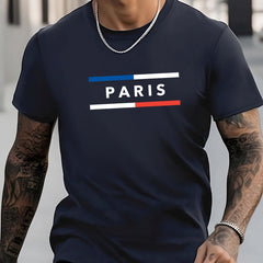 PARIS Print Men's Graphic Crew Neck Active T shirt Casual Comfy Tees