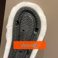 Women's Cross Straps Plush Slippers Open Toe Cozy Indoor Shoes