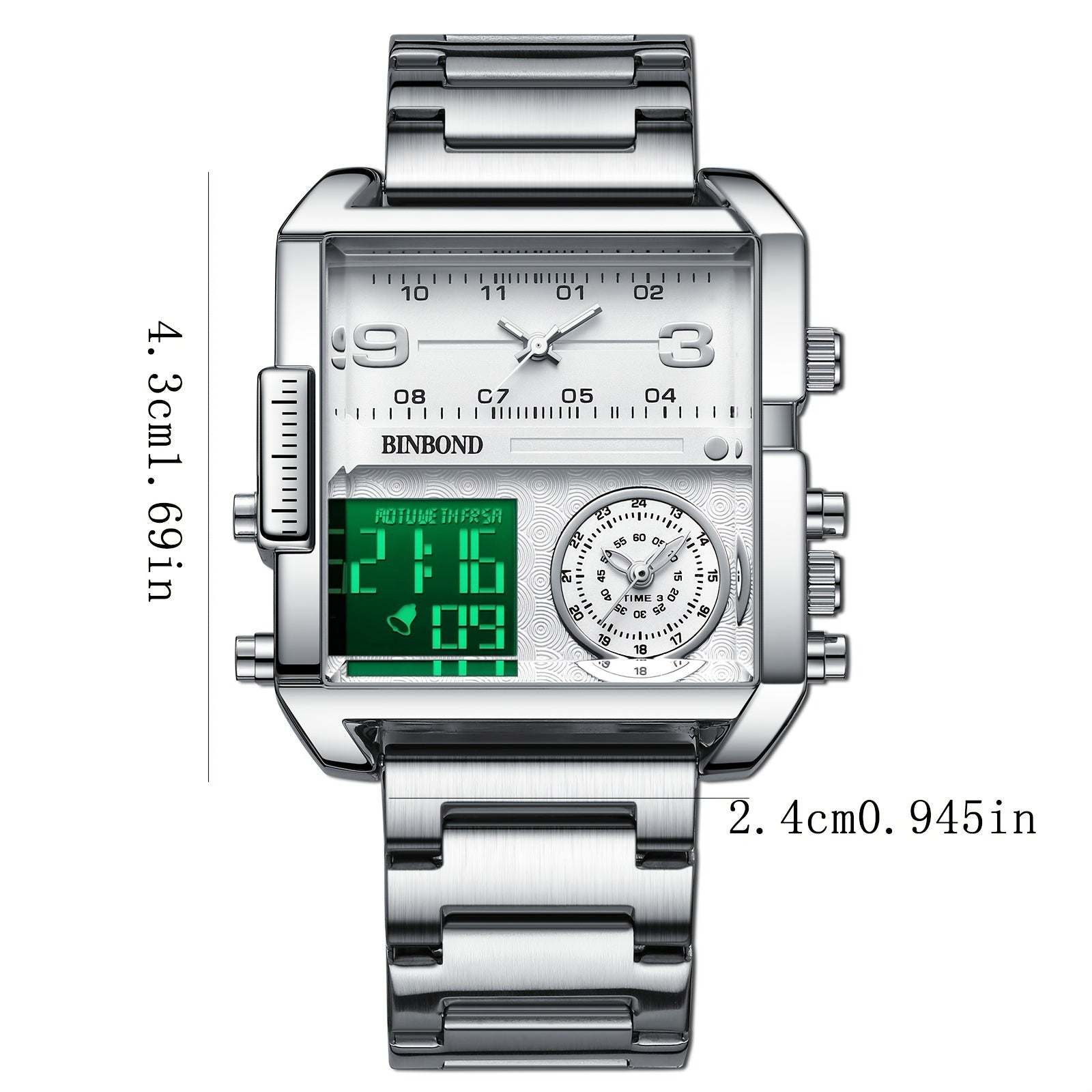 Men's Sports Dual Display Large Dial Quartz Watch