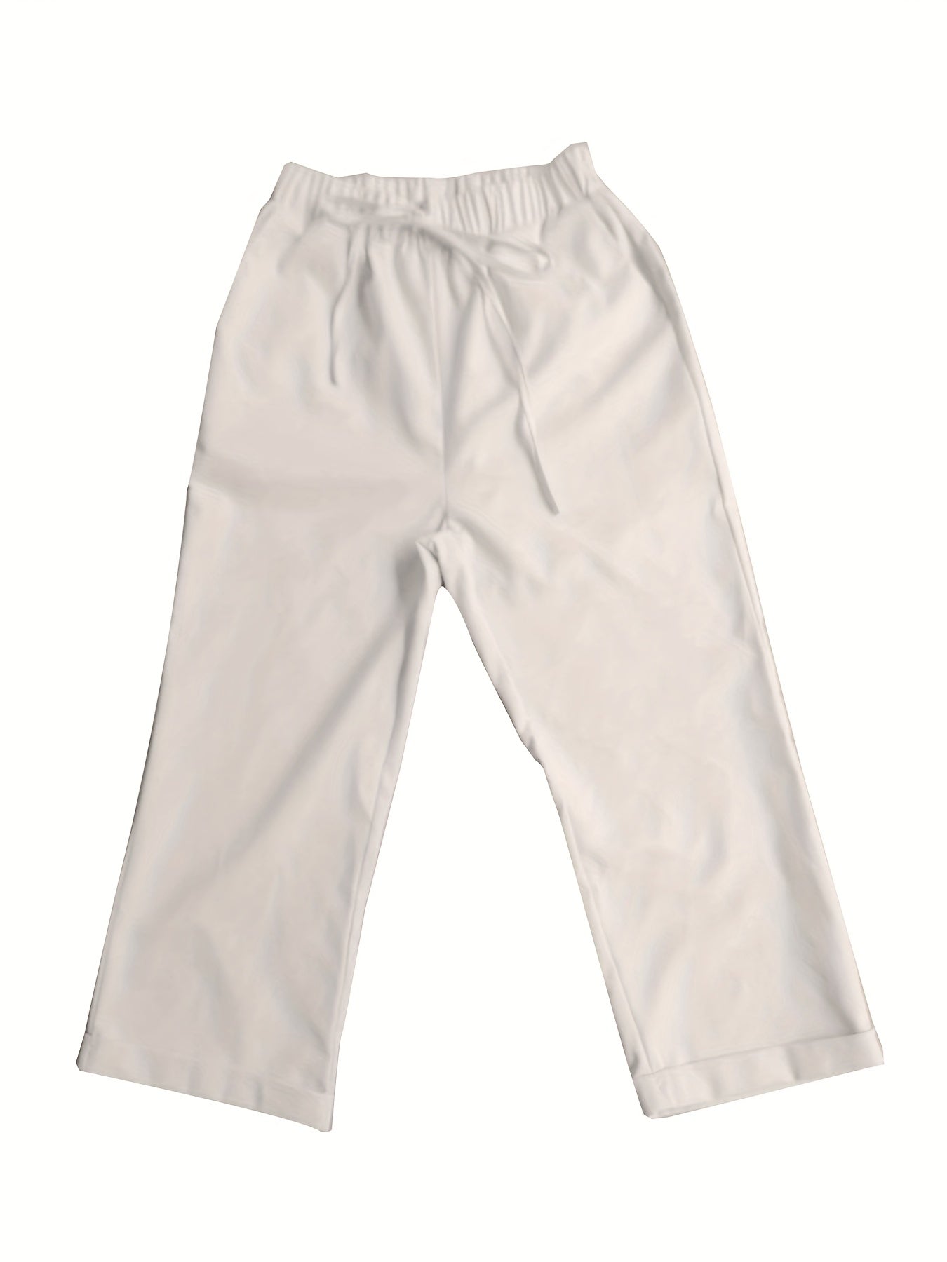 Solid Drawstring Pants with Dual Pockets Women's Clothing