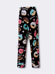 Girl's Donut Graphic High Waist Sweatpants Casual Jogger Pants