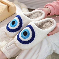Women's Cozy Graphic Slippers, Warm Closed Toe Plush Shoes