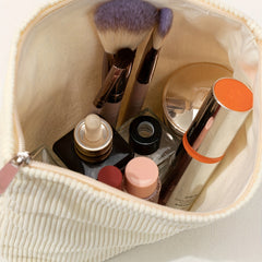 Solid Corduroy Makeup Bag for Traveling