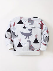 Dino Print Kid's Sweatshirt Unisex Pullover Long Sleeve Top
