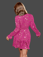 Vintage V Neck Long Sleeve Bodycon Dress