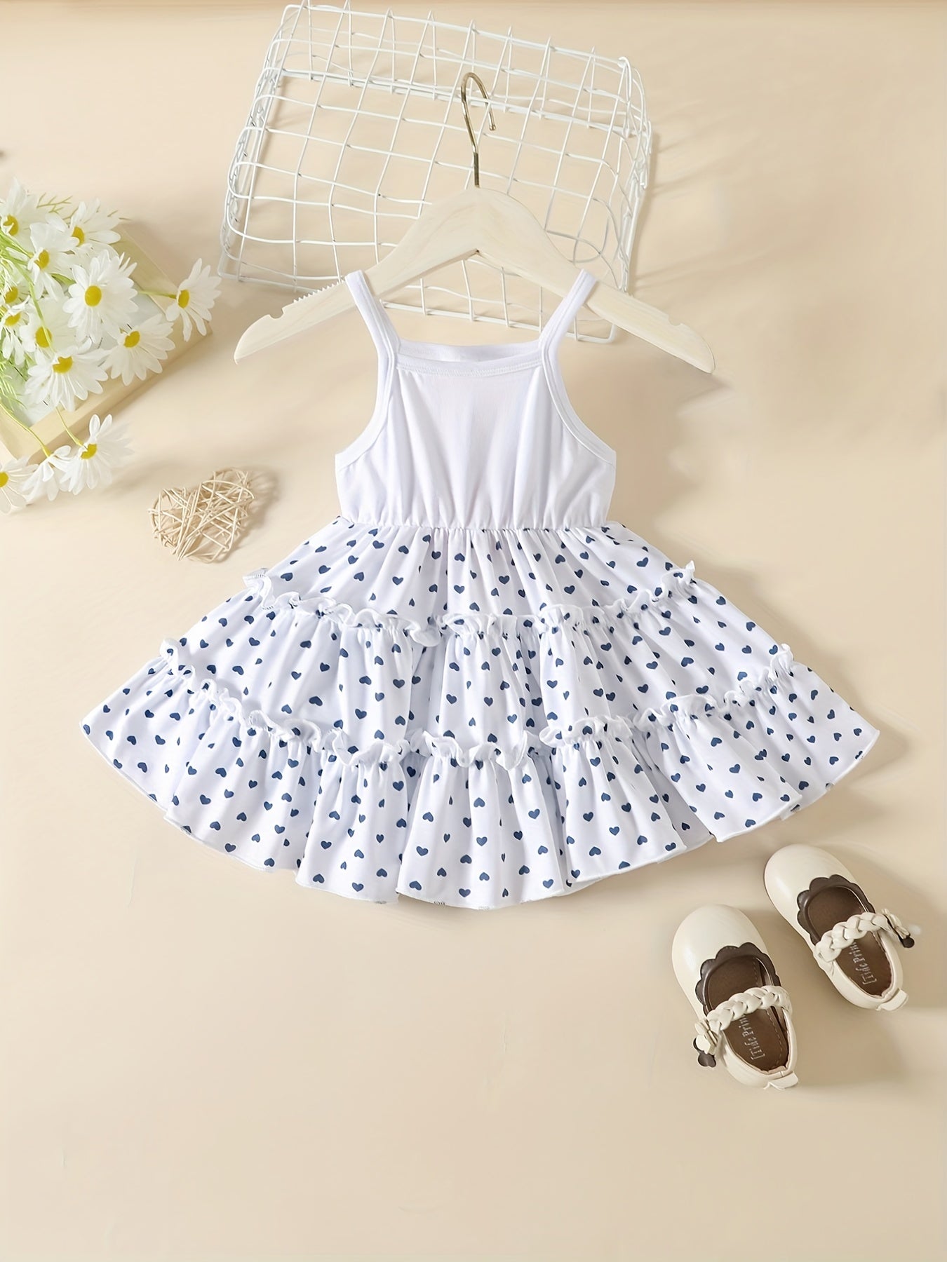 3pcs Girls Polka Dot Top & Dress Set with Headband