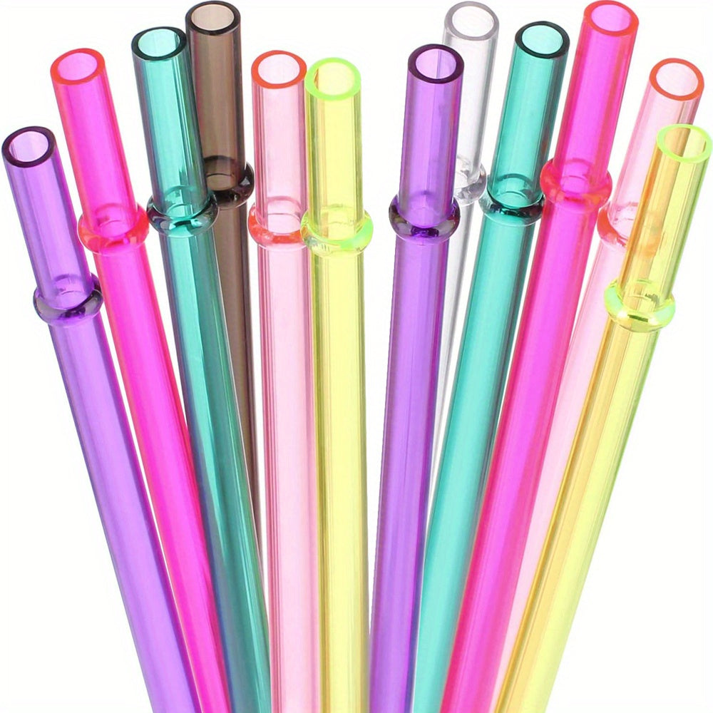 12 Rainbow Long Reusable Straws for Tall Cups Tumblers Mason Jars