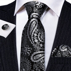 Barry Wang Red&Black Paisley Necktie Set