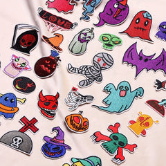 32pcs Halloween Ghost Pumpkin Skull Embroidery Cloth Stickers