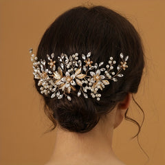 Faux Pearl Flower Bridal Hair Comb for Women Wedding