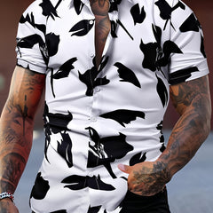 Abstract Print Men's Short Sleeve Shirt for Summer Vacation