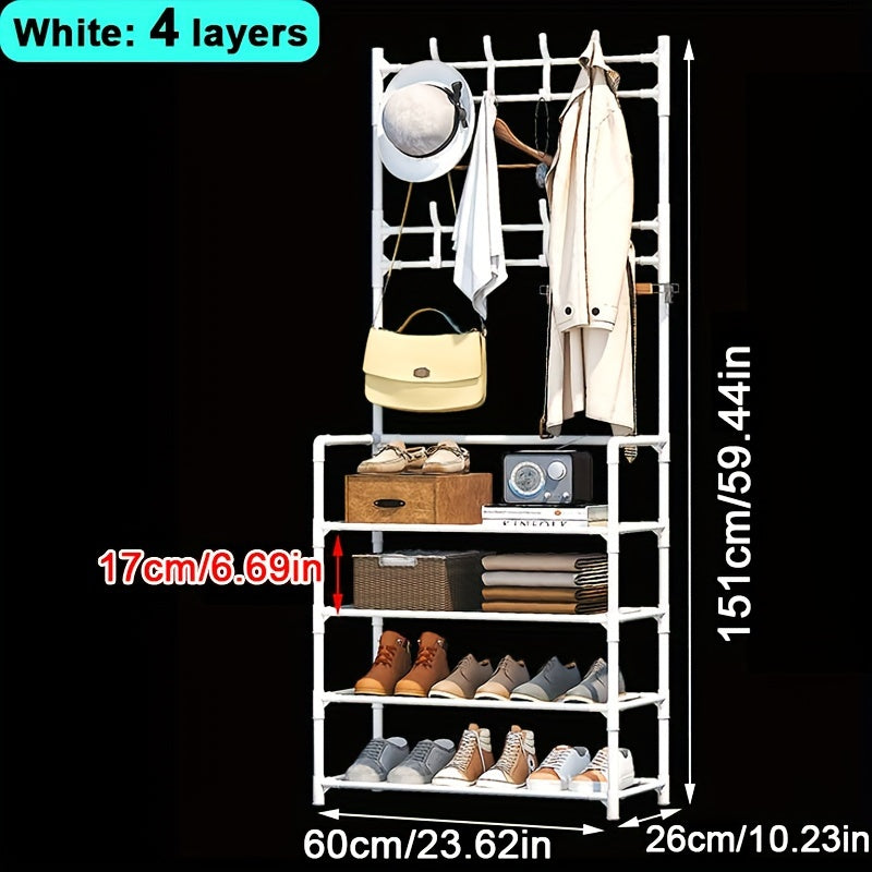 Shoe Storage Rack With Clothes Shelf Vertical Hanging Clothes Stand