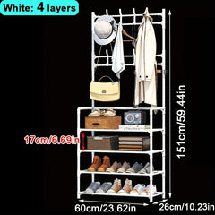 Shoe Storage Rack With Clothes Shelf Vertical Hanging Clothes Stand