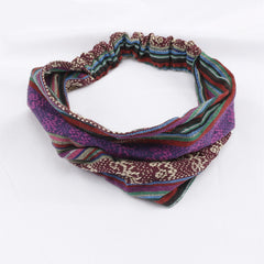 Fabric Retro Pattern Hairband Wide Turban Casual Ethnic Style Headband