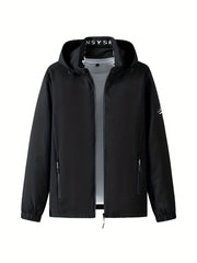 Windbreaker Jacket w/ Detachable Hood Men's Casual Zipper Coat
