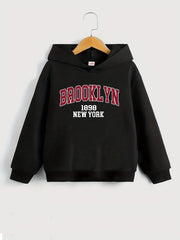 Girls' Brooklyn Print Casual Sweatshirt Top Hooded Pullovers