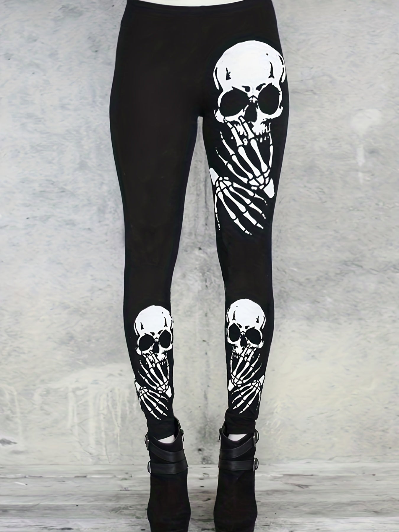 Women's Plus Size Skull Print Halloween Leggings