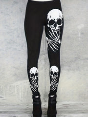 Women's Plus Size Skull Print Halloween Leggings