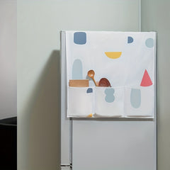 Geometric Flower Printed Fridge Dust Cover